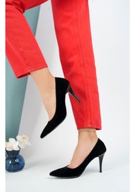 Resim GİMER - İnce Topuk Siyah Süet Stiletto - MZ130102G Siyah 