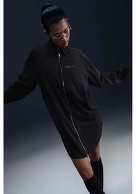 Resim Nike Naomi Osaka Oversized Dress Gold Fermuar Bol Kesim Kadın Elbise Siyah 