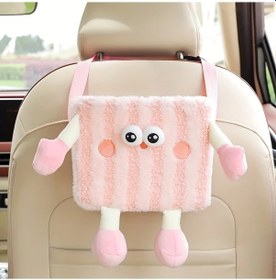 Resim Lumaworld Pembe 2si 1 Arada Araç Çöp Kutusu Ve Mendillik Sevimli Desen Dayanıklı Polyester 