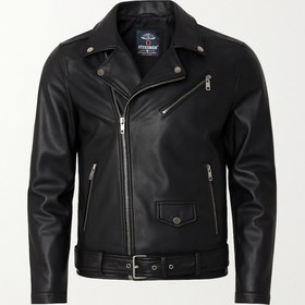 Resim Fiyesmen çapraz fermuarlı dar kalıp suni deri mont--1478-- 