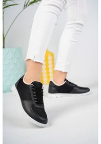 Resim EPAAVM - Fileli Siyaha Beyaz Taban Pudra Astarlı Spor Ayakkabı Siyah 