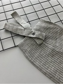 Resim Sparrow Laurel Beniz Kids Gri Rengi Etiketli Yüksek Bel Önden Çapraz Askılı Ayarlanabilir Fitilli Bebek Triko Tayt 