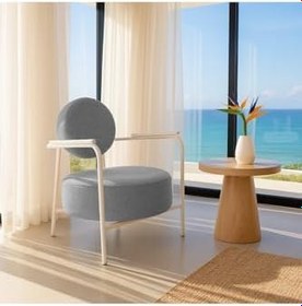 Resim Venüs Modern Berjer | Soft Kumaş | Beyaz Metal Ayaklı Koltuk | Ev & Ofis | GRİ 