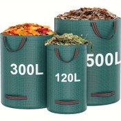 Resim 1 adet Ağır Hizmet Bahçe Atık Torbası, 500L/300L/120L, Yeniden Kullanılabilir Bahçe Yaprakları ve Çim Toplama Torbaları, UV ve Suya Dayanıklı PP Malzeme, Kulplu, Dış Mekan Çim Yaprak Torbaları 