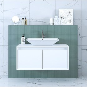 Resim Roomart Ld7 Ayaksız 2 Kapaklı Banos Banyo Lavabolu Mat Beyaz Mdf Mat Beyaz 