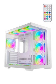 Resim Revenge Kumandalı Beyaz Supernova 7 ARGB Fanlı Atx Temperli Cam Panel Akvaryum Gaming Boş Bilgisayar Kasası 
