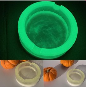 Resim Sedefli Beyaz Renk Yuvarlak Yeşil Neon Fosforlu Epoksi Küllük 