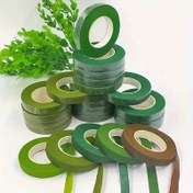 Resim 3 adet Yeşil Çiçekli Bant - Dayanıklı Dokuma Kağıt Yapıştırıcı, DIY El Sanatları, Çiçek Süslemesi ve Çelenkler için İdeal, Buketler için Çiçek Gövdeleri 