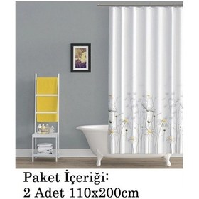 Resim Tropik Home-daisy Papatya-çift Kanatlı Banyo Duş Perdesi 110x200 Yeşil 