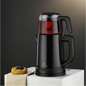 Resim Renkli Çay Makinesi, Pratik ve Şık Tasarım, Siyah Renkli, Hızlı Çay Demleme 