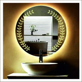 Resim Dnr-Mirror90 Cm Günışığı Ledli Tasarım Kumlamalı Banyo Aynası Makyaj Aynası Işıklı Ayna 