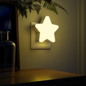 Resim Modern Geometrik LED Gece Lambası Akıllı Alacakaranlık'tan Şafağa Sensör ile, 2700K Yumuşak Sıcak Beyaz Fişli Lamba Koridor, Yatak Odası, Gençler Odası, Mutfak ve Merdiven için - Enerji Tasarruflu & Duvara Monte Edilebilir Tasarım 