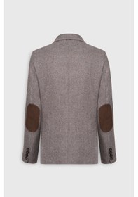 Resim AC&Co / Altınyıldız Classics Erkek Kahve Bej Slim Fit Dar Kesim Mono Yaka Desenli Torba Cepli Yün Blazer Ceket Kahve Bej 