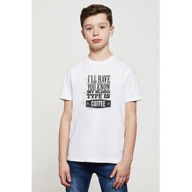 Resim Coffee Baskılı Unisex Çocuk Beyaz T-Shirt 