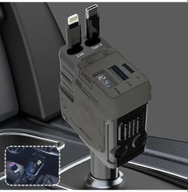 Resim Wangxi 4ü1 66w Araç Şarj Cihazı 2 Katlanır Kablolu Çift Usb-c Portlu İphone Uyumlu 