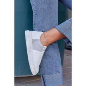 Resim Nilufarr Arens Beyaz Gri Deri Kadın Sneaker 