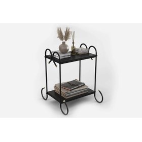 Resim ARGİMO Truva Retro Ferforje Metal Komodin Siyah 