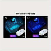 Resim Honeybeeshop Şarj Edilebilir Led Araç Dokunmatik Işığı Buz Mavisi 2+ Mavi 3'lü Araba Kamyon Minibüs Için 