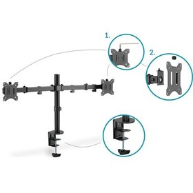 Resim Digitus DA-90400 17"-32" 2x8 KG (Maks.) Sıkıştırmalı İkili Monitör Tutucu Siyah 