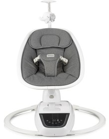 Resim Tola Lüks 3D Multi Fonksiyonel Elektrikli Otomatik Sallanan Kademeli Bebek Ana Kucağı - Antrasit/Wood 