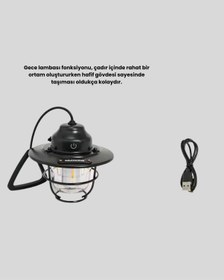 Resim Retro Kamp Lambası Su Geçirmez Taşınabilir Gece Işığı Uzun Pil Ömürlü Çok Renkli 