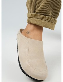 Resim Wind Kadın Hakiki Deri Düz Sabo Terlik-10495 Bej 