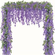 Resim Ev Bahçeleri Açık Hava Etkinlikleri Düğünler ve İlkbahar ve Yaz için Çiçek Düzenlemeleri Asma Süslemeler İçin Mükemmel 3/4 Yapay Wisteria Sahte Çiçek Garlandları Seti 