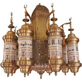 Resim Üstün Avize Fabrikası Cami Avizesi - Medine Model Eskitme Gümüş Renk 8 Kollu 90 Cm 