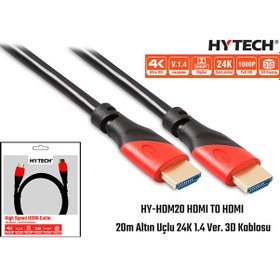 Resim Hytech Hy-Hdm20 Hdmi To Hdmi 20M Altın Uçlu 24K 1.4 Ver 3D Kablos 