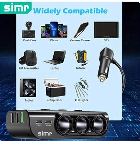 Resim Chuangyinshop Black 120w Hızlı Şarj Cihazı Usb Pd Araç Şarjı 3 Portlu Ayrılabilir Anahtarlı Voltaj Ekranlı 12v 24v 