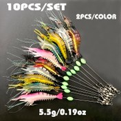 Resim 10 adet Luminous Shrimp Yumuşak Balıkçılık Yemi, Yapay Yem ve saç tokası 