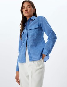 Resim Gömlek Uzun Kollu Kapaklı Çift Cep Detaylı Pamuklu 