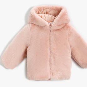 Resim Kız Bebek Kapüşonlu Peluş Mont Fermuarlı 