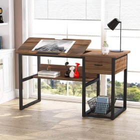 Resim Zizuva Tasarım 120x60x75 CM Çekmeceli Ceviz Çizim Masası 