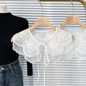 Resim Şık Çift Katmanlı Nakışlı Fırfırlı Yaka Şal - Çok Yönlü Kadın Moda Aksesuarı, Nefes Alabilen Polyester 