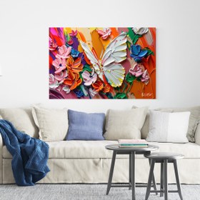 Resim Kelebek Çiçek - 60x40 