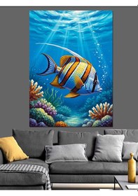 Resim Ahşap Tablo Resifler Arasında Zarif Deniz Kızı 