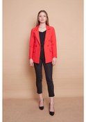 Resim Kadın Düğme Detaylı Uzun Kol Şık Ofis Süs Cep Kapaklı Kumaş Blazer Ceket-mercan MERCAN 
