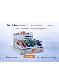 Resim Gold Police Gp-001 3 İn 1 Laser Pointer + 2 Led Işıklı El Feneri Anahtarlıklı 24 Adet Renk 