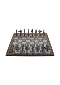 Resim Gifthome Metal Satranç Takımı/seti,büyük,pegasus, Antik, Katlanır Sedef Desenli Satranç Tahtası 