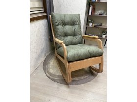 Resim Asedia Kontes Naturel Yeşil Dolgu Minderli Sallanan Sandalye Dinlenme Koltuğu 