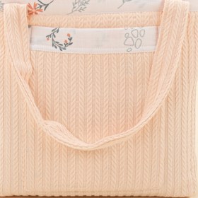 Resim Bebek Bakım Çantası - Somon Örgü - Yeşil Çiçekler 