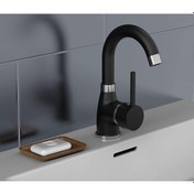 Resim Sardıcı Lavabo Musluğu Mat Lavabo Bataryası Siyah 