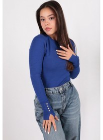 Resim Fashion Friends 24k0023k1 Kadın Bisiklet Yaka Kazak Saks 