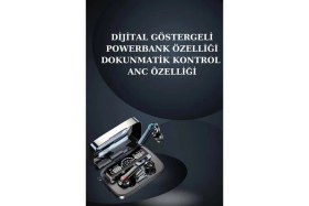 Resim Beruflic Dijital Göstergeli Powerbank Bluetooth Kulaklık ve Yeni Nesil Amoled Ekran Akıllı Saat 