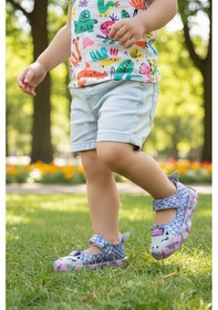 Resim Kiko Kids Zubin Deniz Kızı Cırtlı Işıklı Kız Bebek Babet Ayakkabı Lila 