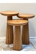 Resim Simillo Home&Living WOOD Wooden 3’lü Set Fitilli Mantar Yan Sehpa Modern Tütün Renk Fiskos 