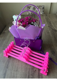 Resim Mandallı Pantolon Etek Askısı, Etek Askısı Fuşya Renk, 20 Adet Fuşya 