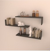 Resim Rafkestir 3 Lü L Raf Set ( 60 Cm ) Antrasit ( Mat ) 