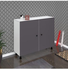 Resim Kenzlife Ayakkabılık Merkub5 Gribyz 83 100 32 Kapaklı 5 Raflı 25 Çift Ayakkabı Kapasitesi Ahşap 